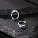 Turquoise CZ Flower Huggie Hoop in Sterling Silver, Silver or Gold, Delicate Flower CZ Hoops, Tiny Flower Hoops, Tiny CZ Hoops