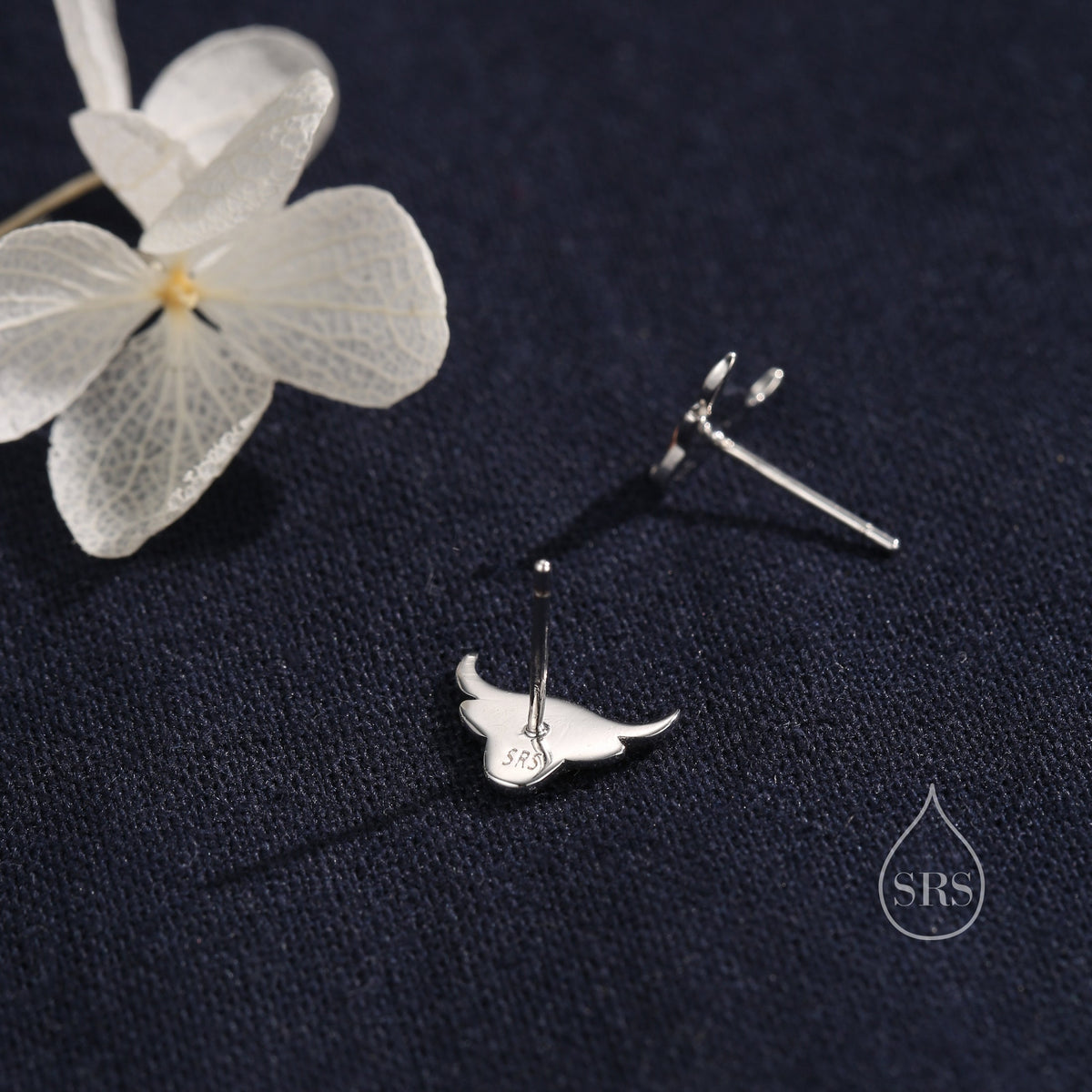 Two Tone Highland Cow Stud Earrings in Sterling Silver, Bull Earrings, Cow Earrings