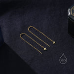 Four Point Star Threader Earrings in Sterling Silver, Silver or Gold, Star Ear Threaders