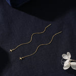 Four Point Star Threader Earrings in Sterling Silver, Silver or Gold, Star Ear Threaders