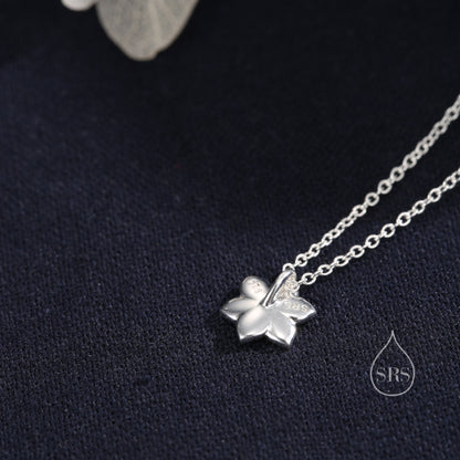 Sterling Silver Tiny Little Daffodil Flower Blossom Pendant Necklace with 18ct Gold Plating