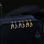 Mismatched Pair of Music Symbol Drop Stud Earrings in Sterling Silver, Silver, Gold or Rose Gold, Tiny Music Note Hoops