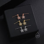 Forget me not Flower Drop Stud Earrings in Sterling Silver, Silver, Gold or Rose Gold, Dainty and Delicate Silver Flower Earrings,