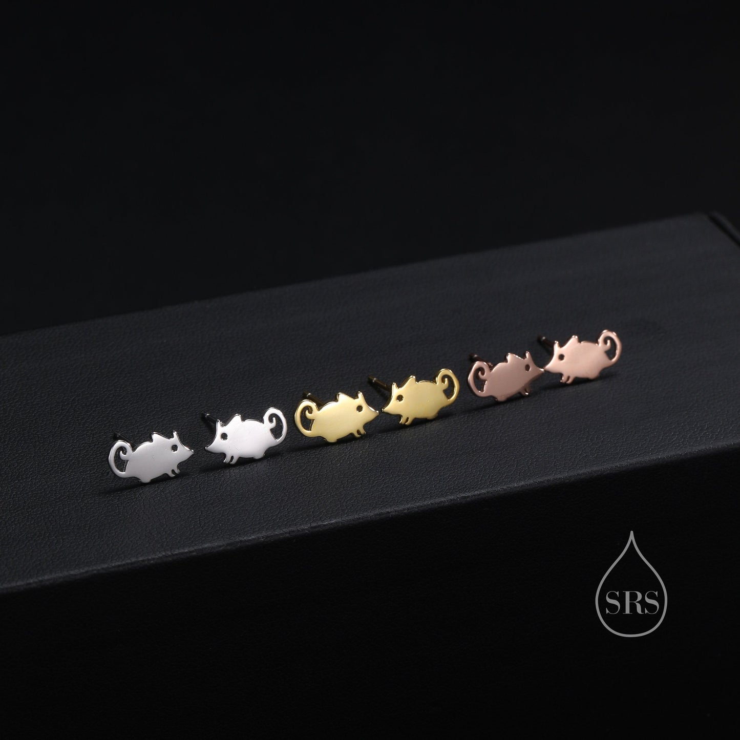 Cute Little Mouse Stud Earrings in Sterling Silver, Silver or Gold or Rose Gold, Cute Fun Quirky Animal Jewellery, Animal Lover Gift