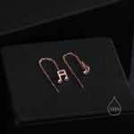 Mismatched Pair of Music Symbol Pull Through Threader Earrings in Sterling Silver, Silver, Gold or Rose Gold, Tiny Music Note Ear Threaders