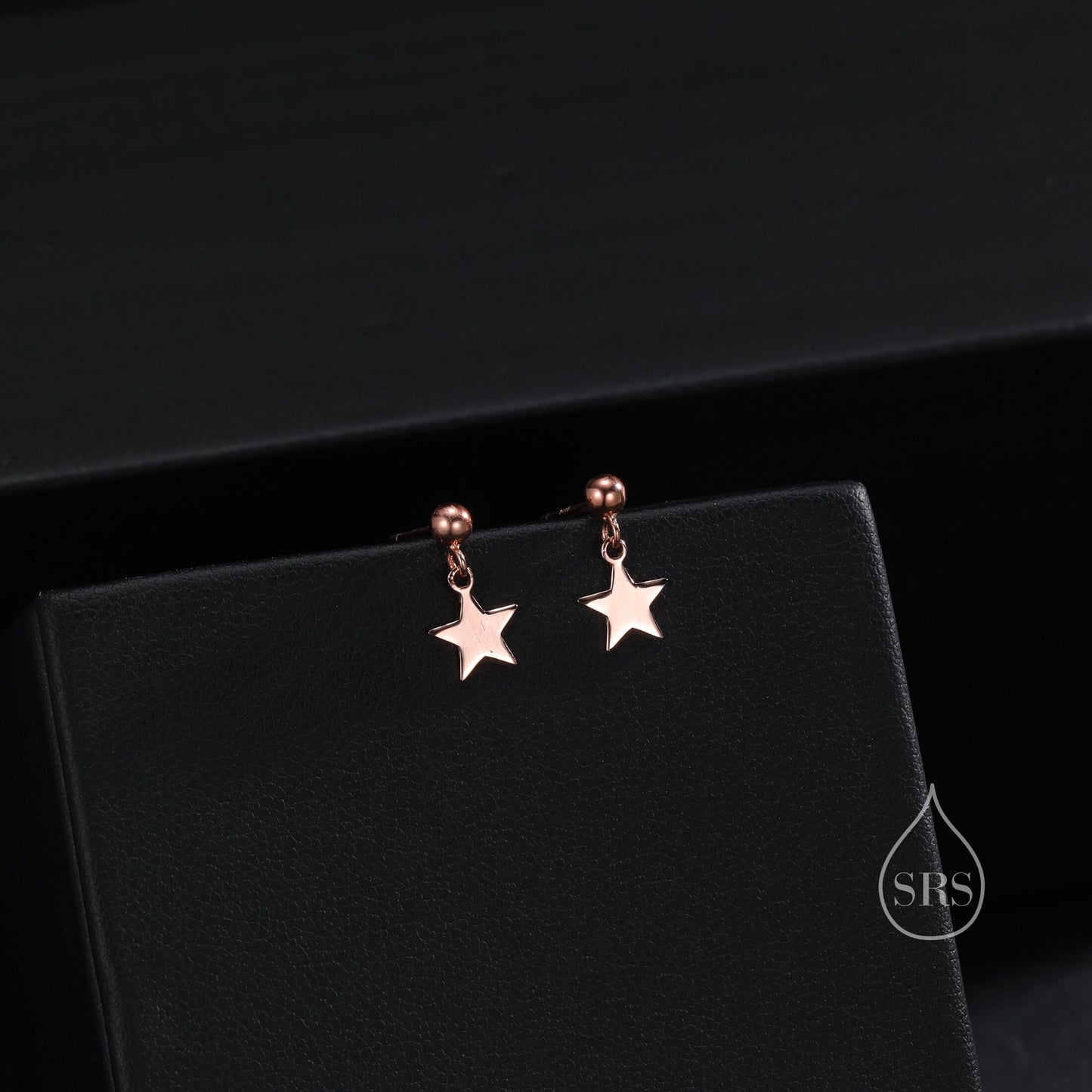 Minimalist Star Dangle Drop Stud Earrings in Sterling Silver, Silver or Gold or Rose Gold, Tiny Star Earrings, Sunburst Earrings, Celestial