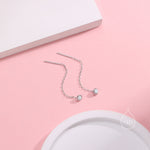 Fire Opal Dot Threader Earrings in Sterling Silver, Lab Opal Ear Threaders, Silver or Gold, Opal Threaders, Chain Earrings