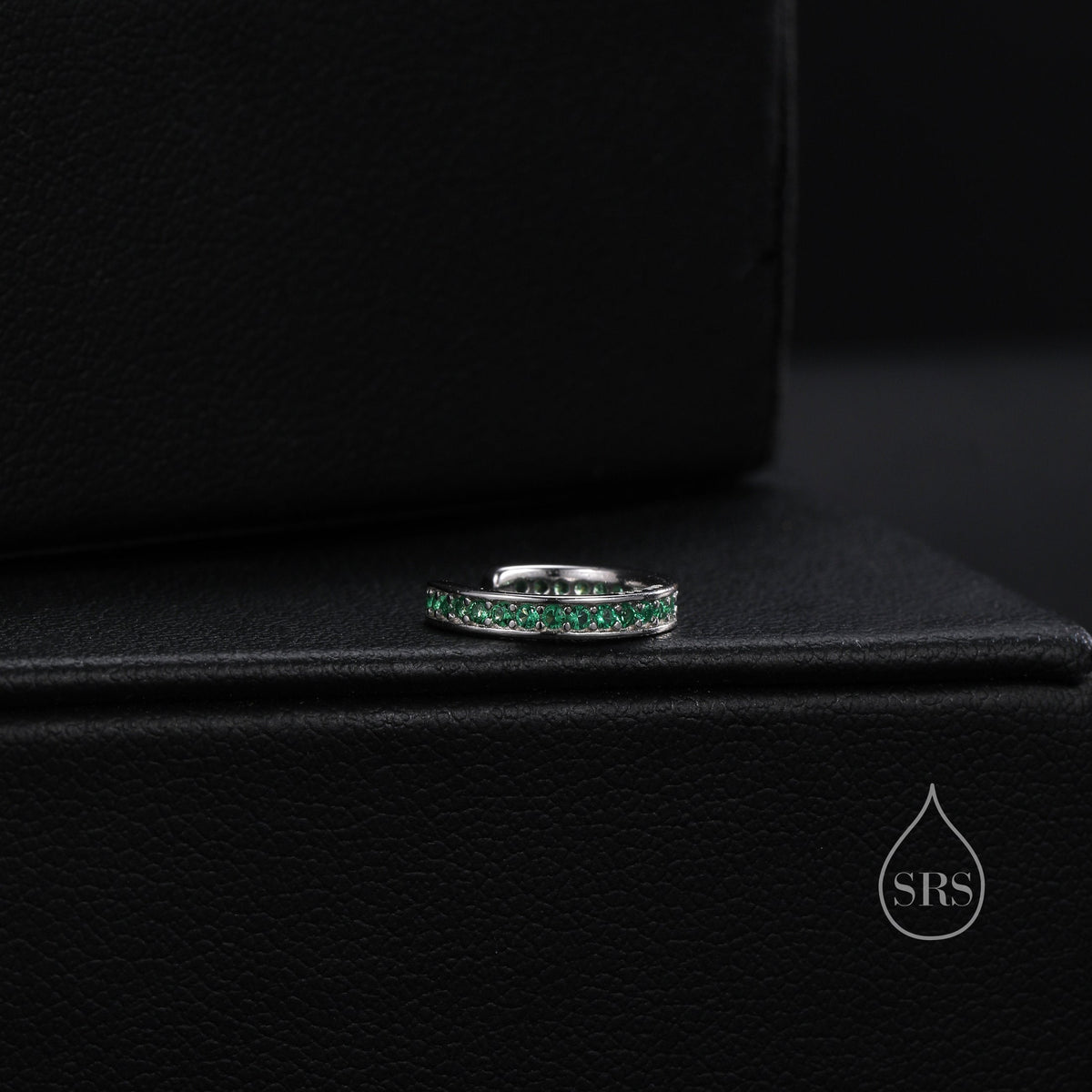 Emerald Green CZ Ear Cuff in Sterling Silver, Silver or Gold, Simple Piercing Free Earrings, Minimalist Ear Cuff,
