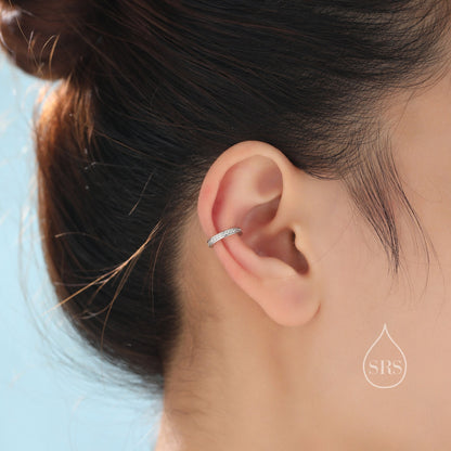 CZ Ear Cuff in Sterling Silver, Silver or Gold, Simple Piercing Free Earrings, Minimalist Ear Cuff, Diamond CZ Ear Cuff