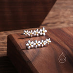 Forget-me-not Flower Crawler Earrings in Sterling Silver, Two Tone Finish, Daisy Chain, Flower Earrings, Ear Climbers