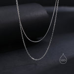 Double Layer Necklace in Sterling Silver with Dainty Chain and Snake Chain, Silver or Gold or Rose Gold, Chain Necklace