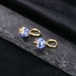 Ceramic Beads Hoop Earrings in Sterling Silver, Silver or Gold , 6mm or 8mm Porcelain Beads, Ceramic Beads Earrings