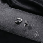 Genuine Black Onyx Pear Cut Drop Hook Earrings in Sterling Silver, Delicate Natural Black Onyx Earrings, Pear Droplet Black Onyx Earrings