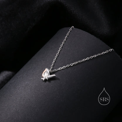 Tiny Robin Bird Pendant Necklace in Sterling Silver, Silver Animal Pendant, Nature Inspired Jewellery, Bird Necklace