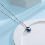 Natural Black Pearl Necklace in Sterling Silver with a Satellite Chain, Genuine Oval Freshwater Pearl Pendant Necklace in Sterling Silver