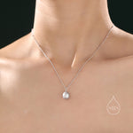 Natural Grey Pearl Necklace in Sterling Silver with a Satellite Chain, Genuine Oval Freshwater Pearl Pendant Necklace in Sterling Silver