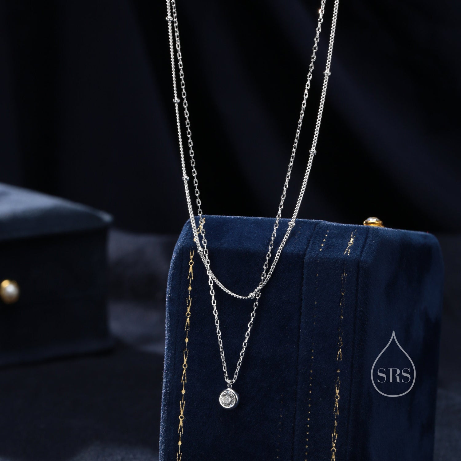 Double Layer CZ Pendant Necklace