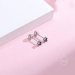 Tiny Black CZ Screw Back Earrings in Sterling Silver, 3mm or 4mm or 5mm CZ, Stacking Earrings, Black CZ Barbell Earrings, Helix Earrings