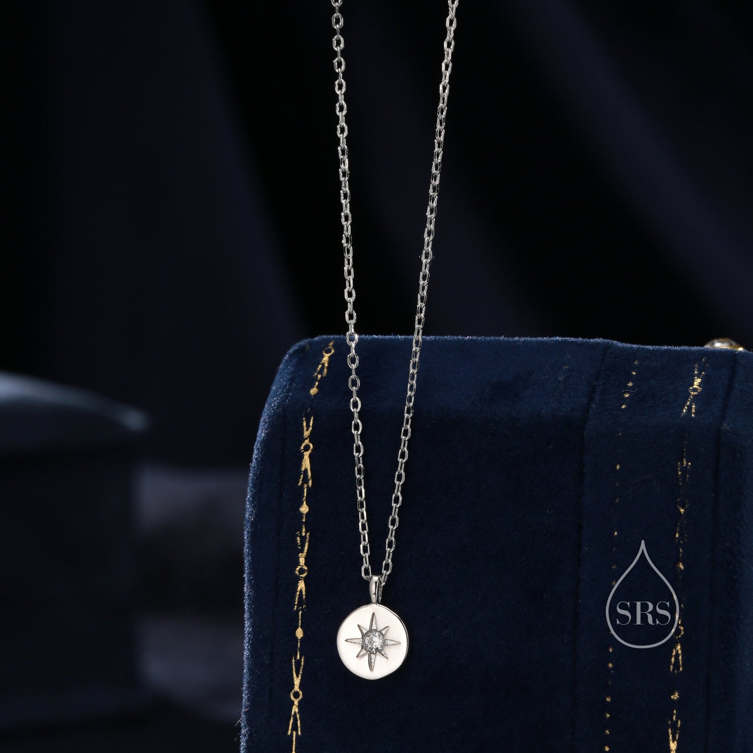 CZ Starburst Disc Pendant Necklace