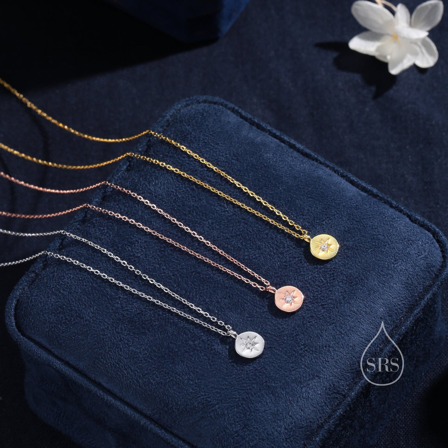 Starburst Disk Pendant Necklace in Sterling Silver, Silver or Gold or Rose Gold, Starburst Coin Necklace in Silver, Star Necklace, Starburst