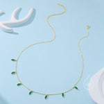 Emerald Green CZ Marquise Pendant Necklace in Sterling Silver, Silver or Gold, Marquise Charm Necklace, Droplet Satellite Necklace