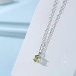 Tiny Genuine Peridot Crystal Oval Pendant Necklace in Sterling Silver, 4x6mm Tiny Oval Natural Peridot Necklace, August Birthstone