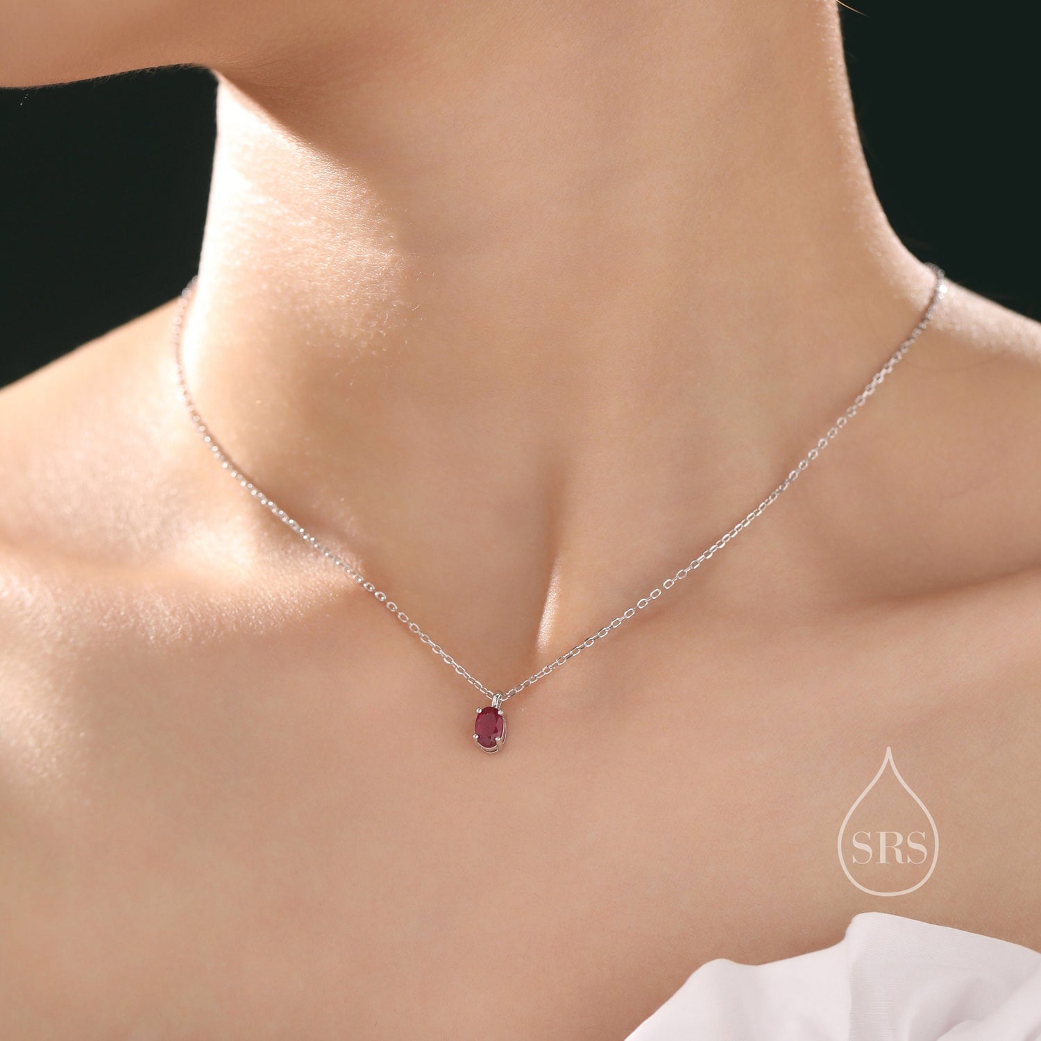 Ruby Oval Pendant Necklace