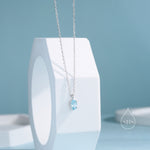 Very Tiny Genuine Swiss Blue Topaz Crystal Oval Pendant Necklace in Sterling Silver, 4x6mm Tiny Oval Blue Topaz Necklace, March Birthstone