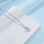 Very Tiny Genuine Swiss Blue Topaz Crystal Oval Pendant Necklace in Sterling Silver, 4x6mm Tiny Oval Blue Topaz Necklace, March Birthstone