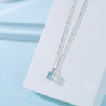 Very Tiny Genuine Swiss Blue Topaz Crystal Oval Pendant Necklace in Sterling Silver, 4x6mm Tiny Oval Blue Topaz Necklace, March Birthstone