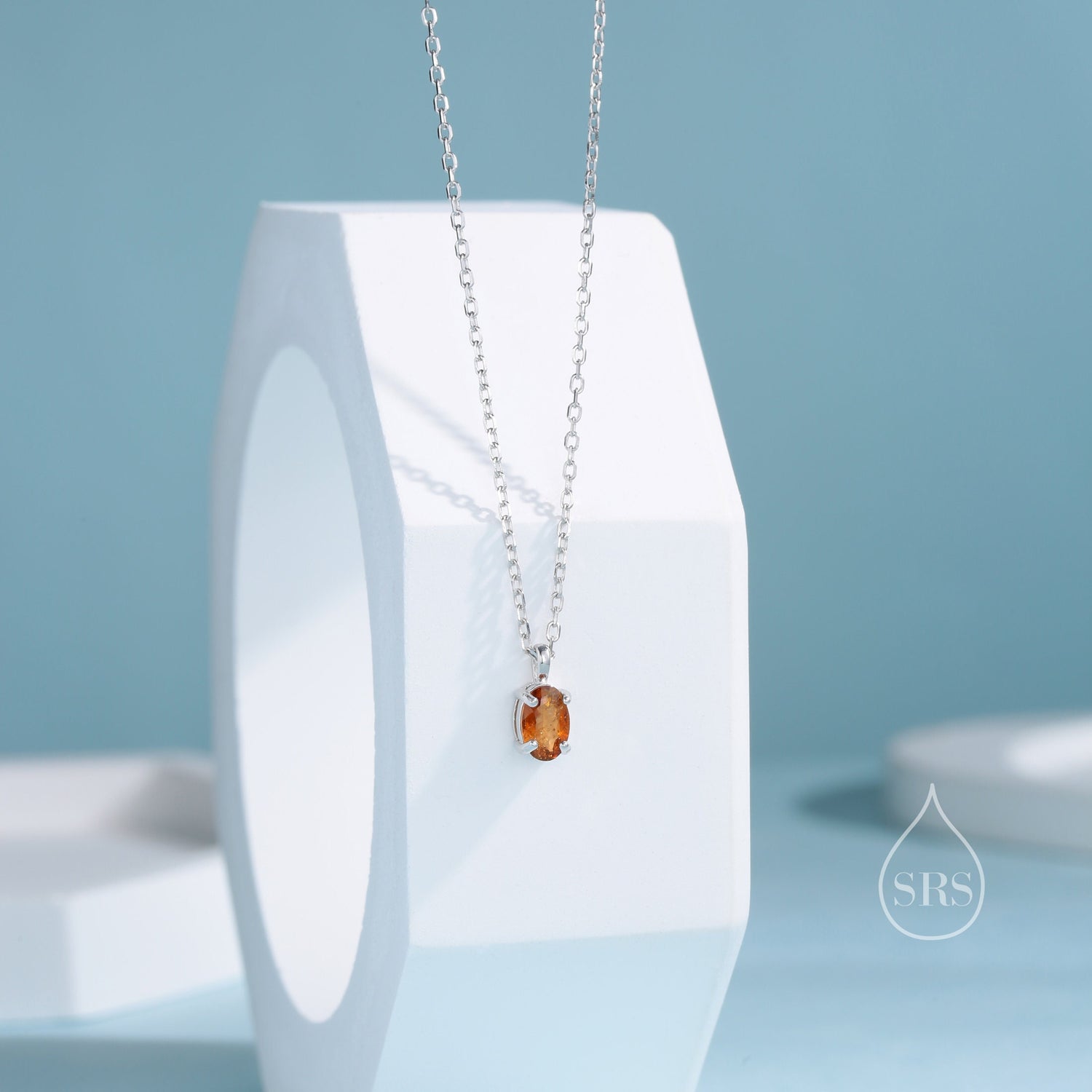 Red Tourmaline Oval Pendant Necklace