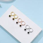Tiny Black CZ Huggie Hoop in Sterling Silver, Silver or Gold or Rose Gold, Minimalist Simple Hoop Earrings, 4mm CZ Hoops