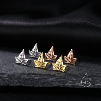 Ivy Leaf Stud Earrings in Sterling Silver, Silver, Gold or Rose Gold, Nature Inspired Leaf Earrings