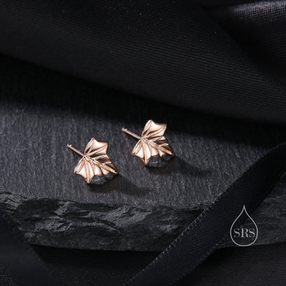 Ivy Leaf Stud Earrings in Sterling Silver, Silver, Gold or Rose Gold, Nature Inspired Leaf Earrings