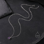 Tiny Genuine Amethyst Crystal Oval Pendant Necklace in Sterling Silver, 5x7mm Tiny Oval Natural Amethyst Necklace, February Birthstone