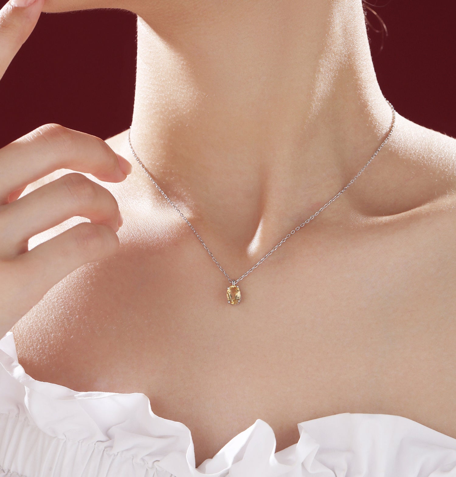 Citrine Oval Pendant Necklace