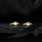 Moonstone CZ Huggie Hoop Earrings in Sterling Silver