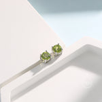 Sterling Silver Natural Peridot Stud Earrings, 4mm Prong Set, Genuine Peridot Gemstone Stud, Minimalist Style, August Birthstone