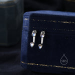 Moonstone Droplet Ear Jacket in Sterling Silver, Silver or Gold, Lab Moonstone Pear Bezel Earrings, Front and Back Earrings
