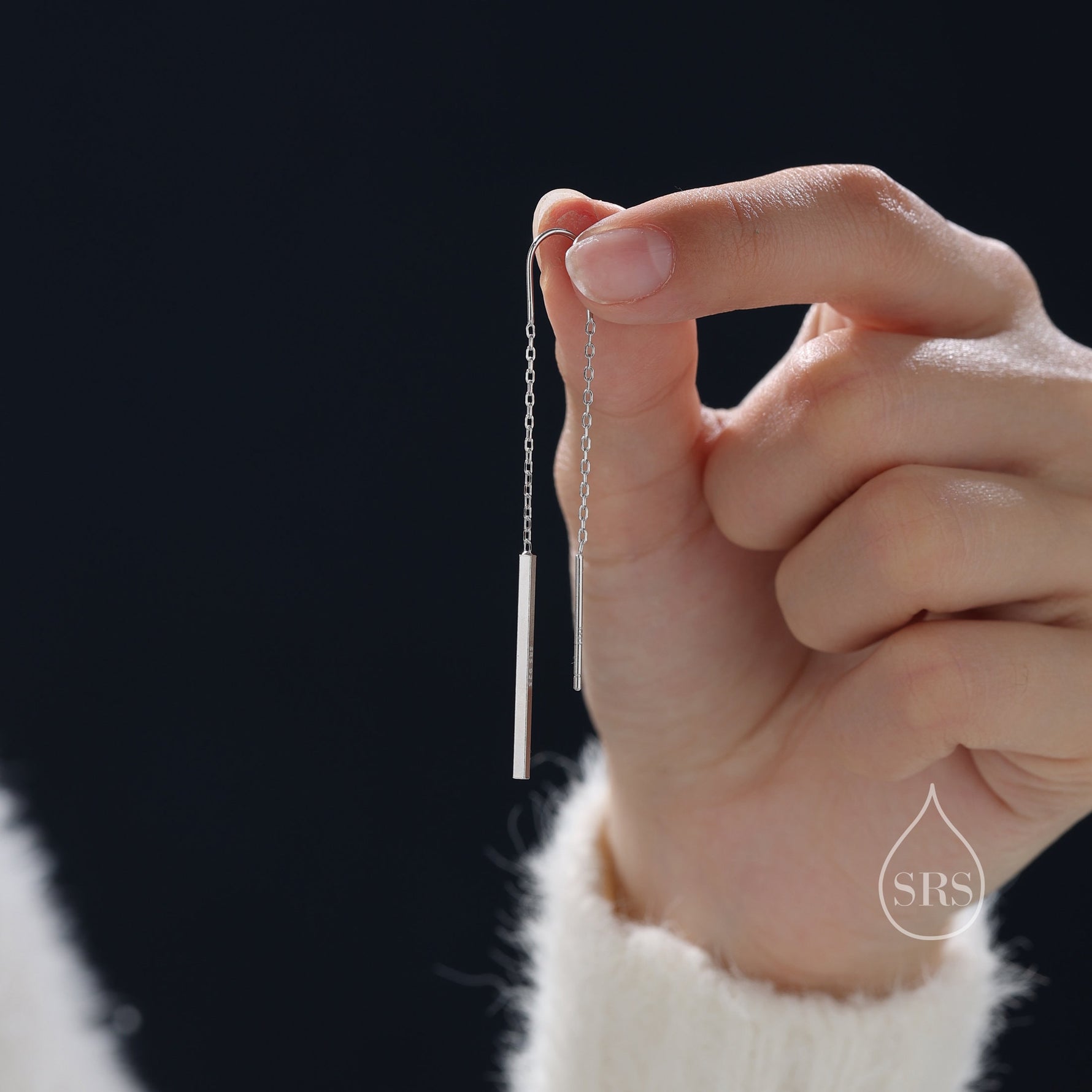 Sterling Silver Minimalist Bar Ear Threaders, Silver or Gold or Rose Gold, U Shape Bar Threader Earrings, Dainty Minimal Dangle Earrings