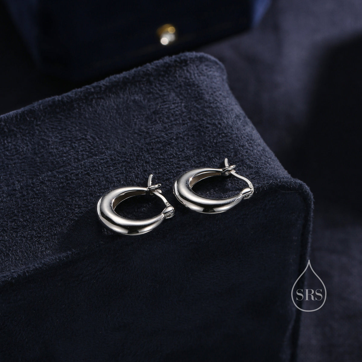 Chunky Chubby Hoop Earrings in Sterling Silver, 25mm Hoops, Silver or Gold, Dangle Drop Earrings, Light Weight