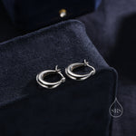 Chunky Chubby Hoop Earrings in Sterling Silver, 25mm Hoops, Silver or Gold, Dangle Drop Earrings, Light Weight