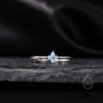Blue Hydrangea CZ Flower Minimalist Ring in Sterling Silver, Four Crystal Flower Ring, Tiny CZ Ring, Adjustable Size