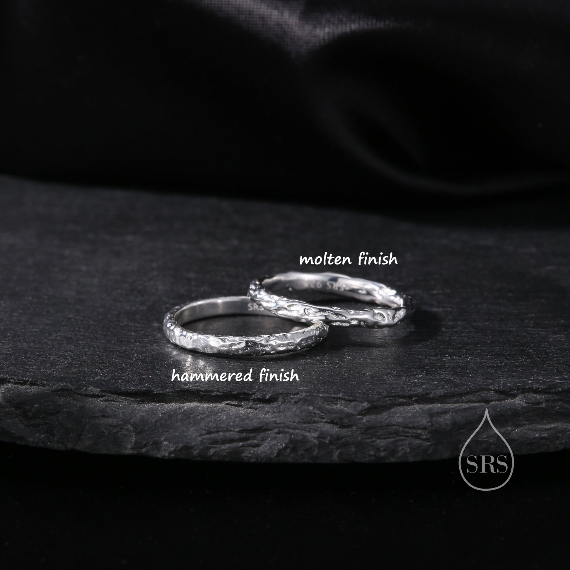 Organic Shape Minimalist Ring in Sterling Silver, Hammered Ring, Molten Shape Ring, US Size 5-8