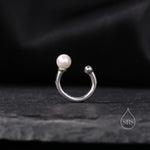 Piercing Free Sterling Silver Pearl Ear Cuff, No Piercing Ear Cuff, Silver, Gold or Rose Gold, Simple and Minimalist