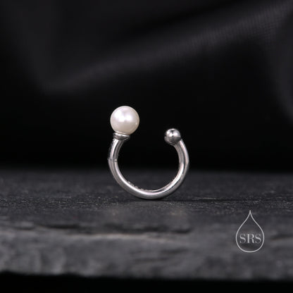 Piercing Free Sterling Silver Pearl Ear Cuff, No Piercing Ear Cuff, Silver, Gold or Rose Gold,  Simple and Minimalist