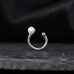 Piercing Free Sterling Silver Pearl Ear Cuff, No Piercing Ear Cuff, Silver, Gold or Rose Gold, Simple and Minimalist