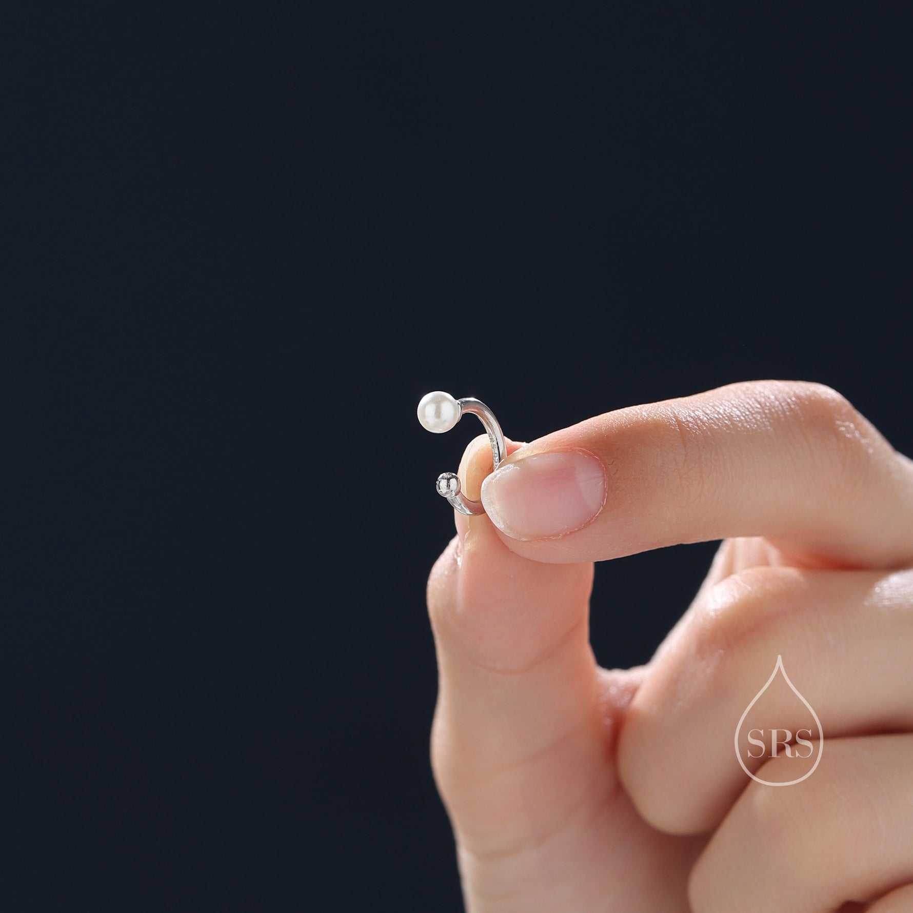 Piercing Free Sterling Silver Pearl Ear Cuff, No Piercing Ear Cuff, Silver, Gold or Rose Gold, Simple and Minimalist