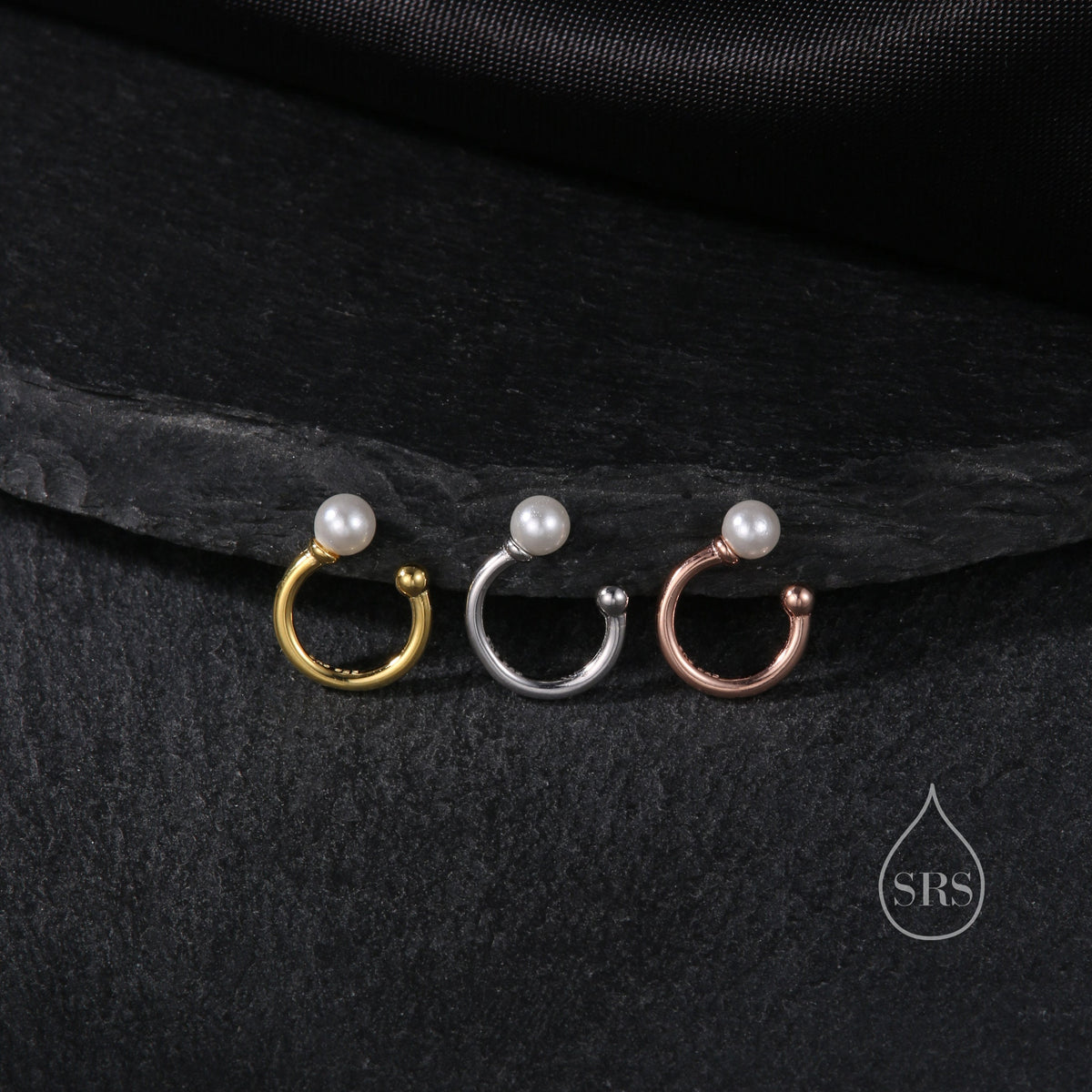 Piercing Free Sterling Silver Pearl Ear Cuff, No Piercing Ear Cuff, Silver, Gold or Rose Gold, Simple and Minimalist