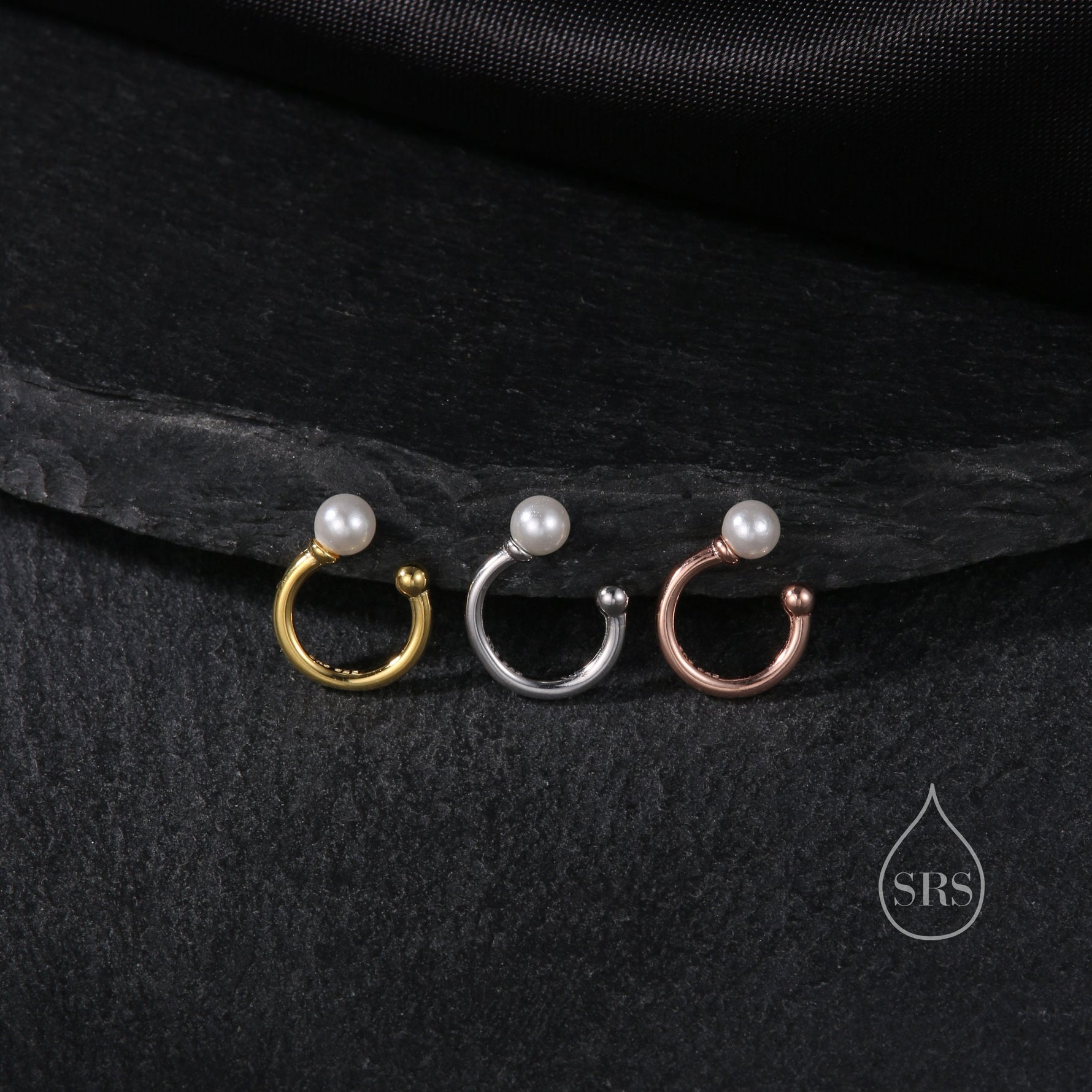Piercing Free Sterling Silver Pearl Ear Cuff, No Piercing Ear Cuff, Silver, Gold or Rose Gold, Simple and Minimalist